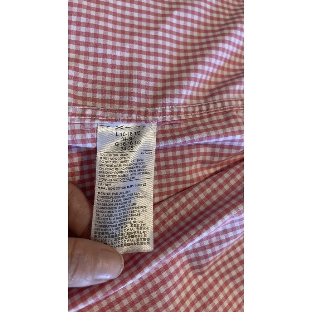 Banana Republic Classic Red Gingham‎ Long Sleeve Button Shirt Slim L Preppy